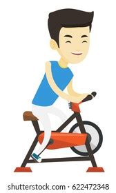 Asian Man Riding Stationary Bicycle Gym Stock Vector Royalty Free