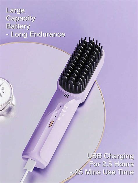 Upgrade Portable Cordless Hair Straightener Brush Mini Straightening