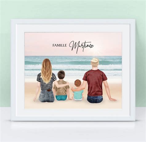 Affiche De Famille Personnalis E La Plage Portrait Famille Etsy