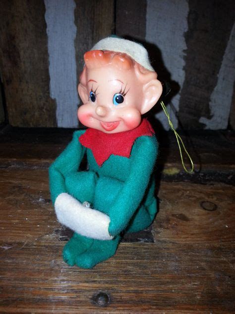 Vintage Antique 1950s Green White And Red Xmas Christmas Elf On The