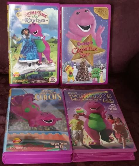 Lot Of 4 Barney Vhs Tapes Rhyme Time Christmas Star Circus Great Adventure Eur 2678