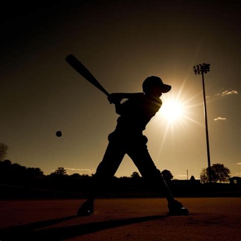 Premium Ai Image Silhouette Of A Baseball Player Swinging A Bat At A