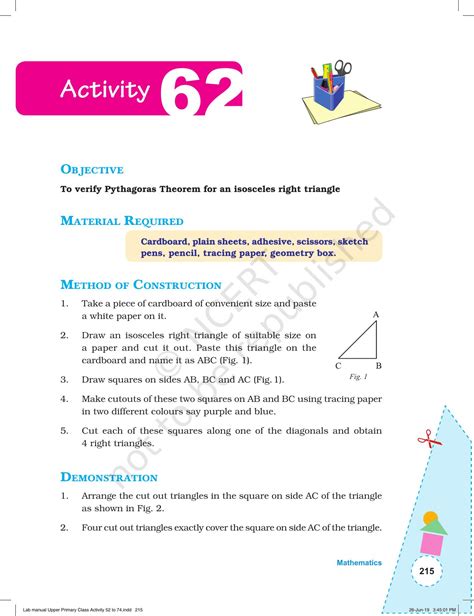 Ncert Laboratory Manuals For Class Vi To Viii Mathematics Activities