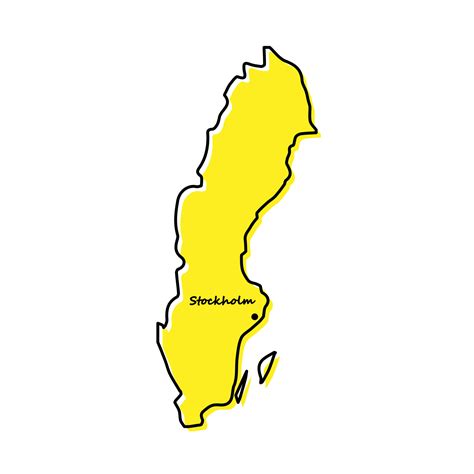 Simple outline map of Sweden with capital location 21830611 Vector Art