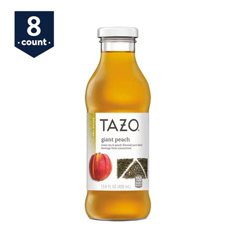 Tazo Iced Tea Giant Peach 138 Oz Glass Bottles 8 Count