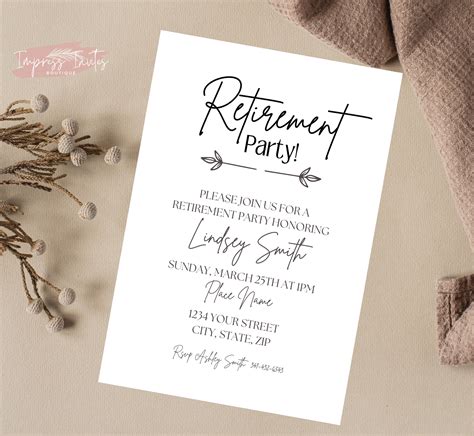 Retirement Party Invitation Party Decorations Retirement Editable Template Retirement Party