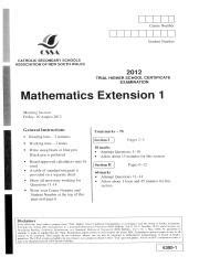 Trial HSC Exam 2012 Extension Mathematics Questions Solutions