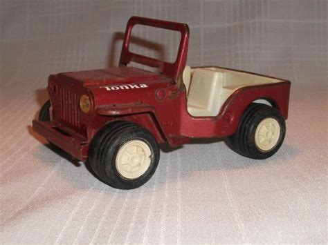 Vintage Old Red Tonka Jeep For Parts Or Repair Looks Like A