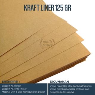 Jual Kertas Kraft F4 Liner 125 Gsm Isi 500 Lembar Kertas Kraft Coklat