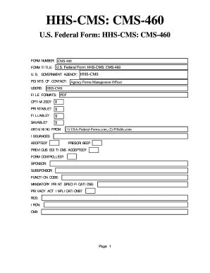 Fillable Online CMS 460 U S Federal Form Fax Email Print PdfFiller