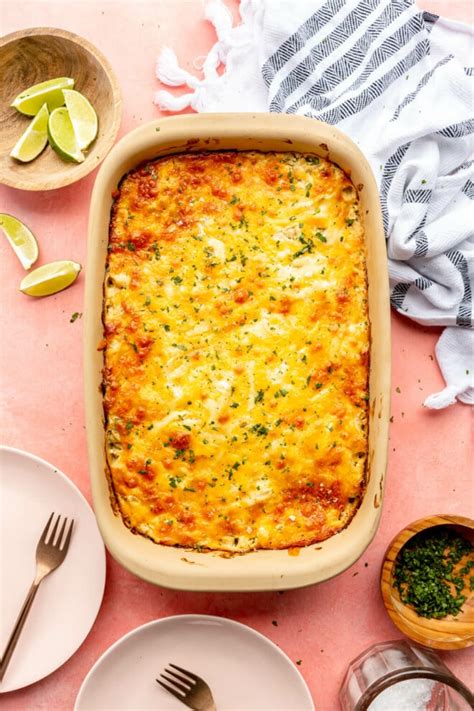 Creamy Green Chile Enchilada Casserole Fed And Fit