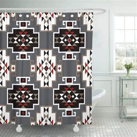 Shower Curtain With Hooks Colorful Abstract Ethnic Boho Tribal Repeatable Retro Rapport African