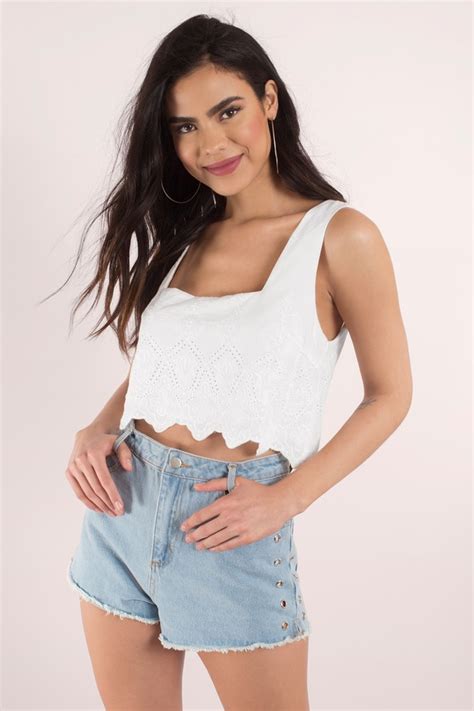 Cute White Crop Top White Top Scalloped Top White Crop Top 28