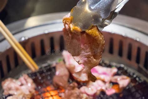 Raw Pork Slice For Barbecue Japanese Style Yakiniku Shallow Focus