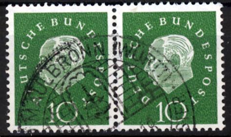 2 x 10 Pfennig 1959 BRD Mi Nr 303 Freimarken Bundespräsident