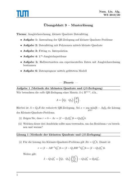 Musterloesung Bungen Mit L Sungen Num Lin Alg Ws