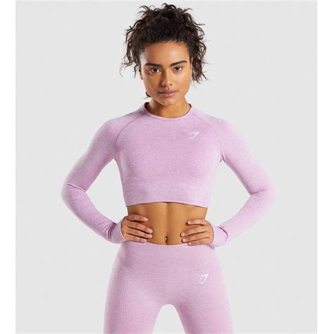 Gym Shark Vital Seamless Long Sleeve Crop Top Pink