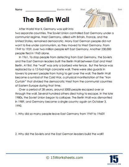 Berlin Wall Worksheets - 15 Worksheets.com