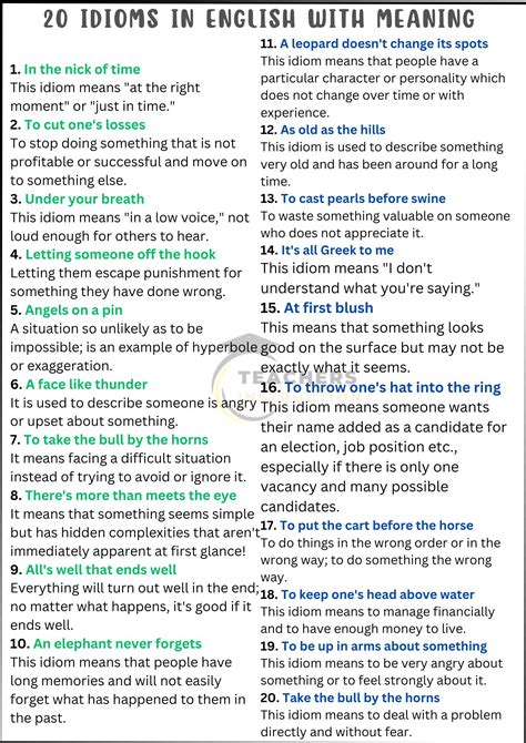 20 English Idioms in English With Meaning & Sentences