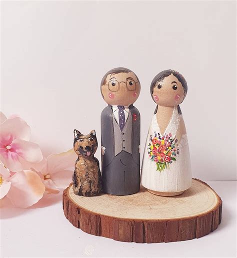 Personalized Wedding Bride And Groom Peg Dolls Cake Topper Gift