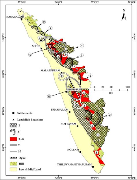 Landslide Proneness Map Of Kerala 1 Areas Of Highly Fractured