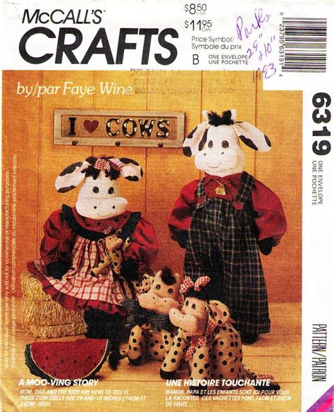 Cow Dolls By Faye Wine Mccall S Pattern Uncut Soft Dolls