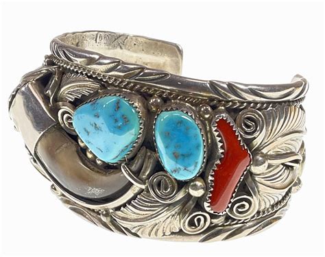 Lot Vintage Mike Thomas Jr Navajo Sterling Claw Cuff