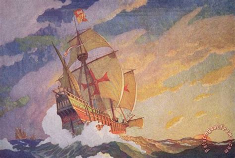 Newell Convers Wyeth Columbus Crossing The Atlantic Painting Columbus