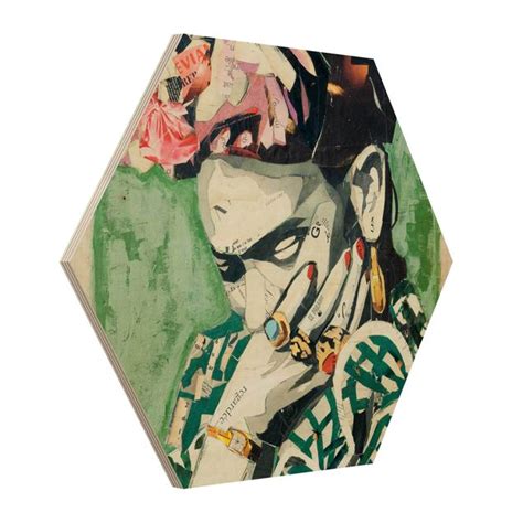 Frida Kahlo Collage No Hexagon Bild Auf Holz Kaufen