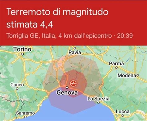 Scossa Di Terremoto Di Magnitudo Nell Entroterra Di Genova Nella