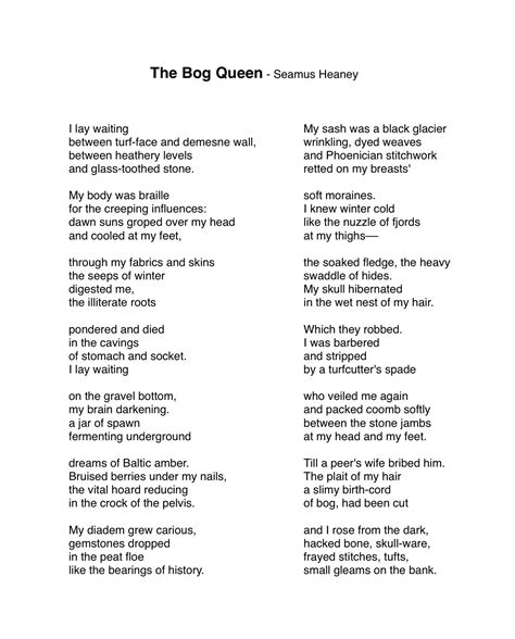 Seamus Heaney The Bog Queen Seamus Heaney S Word Thoughts