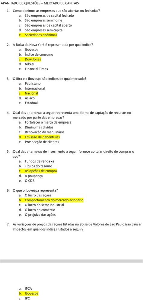 Prova Unip Mercado De Capitais Mercado De Capitais