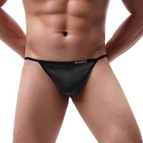 Herren Sexy G String Bikini Mesh Bulge Pouch Unterhosen Thong Briefs