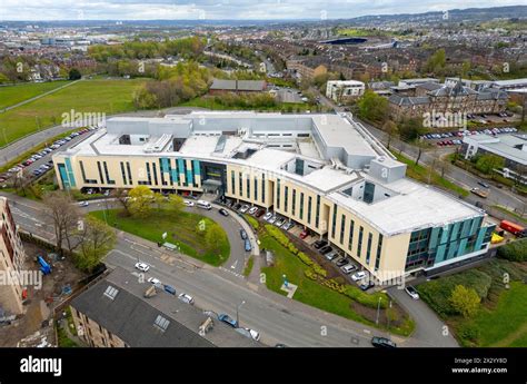 Aerial view of NHS New Victoria hospital in Langside, Glasgow, Scotland ...