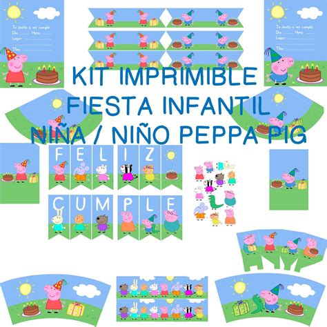 Kit Imprimible Peppa Pig Fiesta Infantil Niño O Niña diy Bs 10