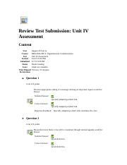 Unit IV Assessment Docx Review Test Submission Unit IV Assessment