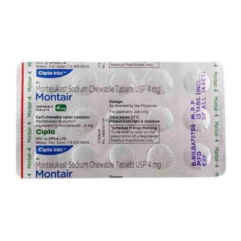 MONTAIR 4mg Chew Tablet 15 S Yourmedilife