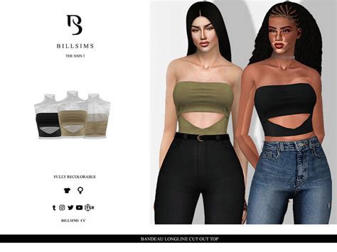 The Sims Resource Bandeau Longline Cut Out Top