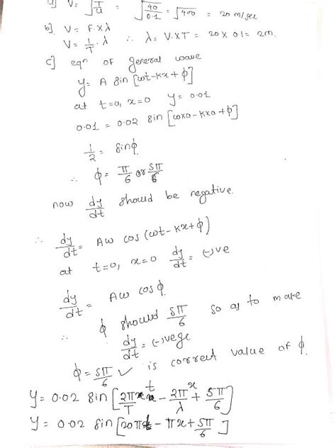 The Equation Of Travelling Wave Is Y X T 0 02 Sin X 0 05 T 0