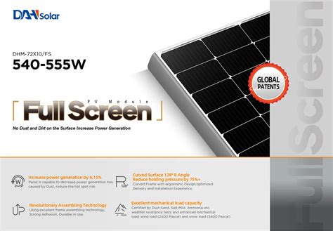 Dah Full Screen Solar Panel Tuv Ce Mcs Inmetro Mm Cells W W