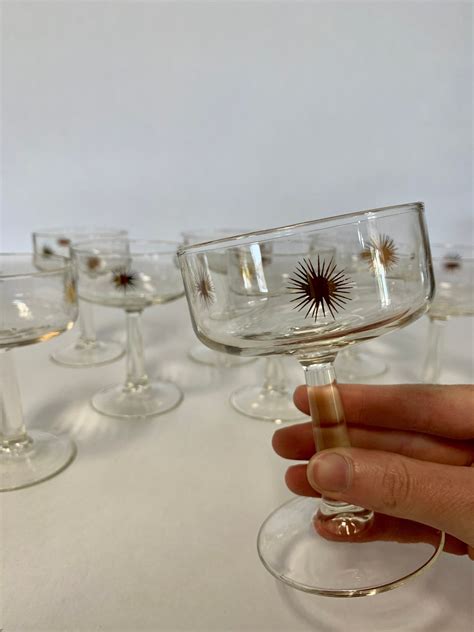 Vintage Gold Starburst Champagne Glasses Etsy