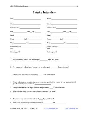 Intake Interview Sample Fill Online Printable Fillable Blank