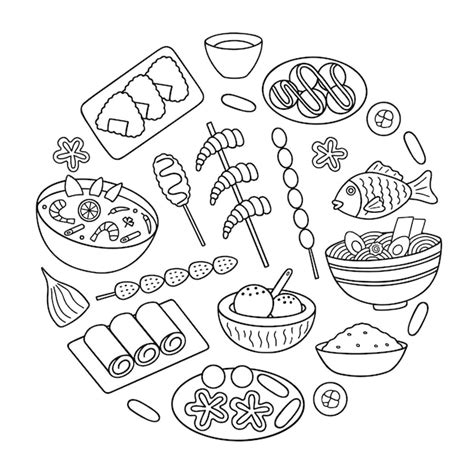 Premium Vector Asian Food Doodle Set Asian Cuisine In Sketch Style