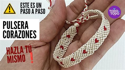 Cómo hacer una pulsera tejida de CORAZONES Tutorial heart