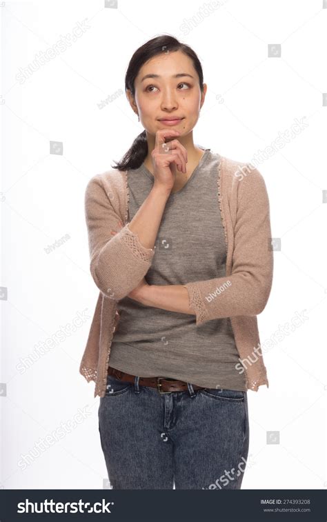 Young Asian Woman Studio Thinking Pose Foto Stock 274393208 Shutterstock