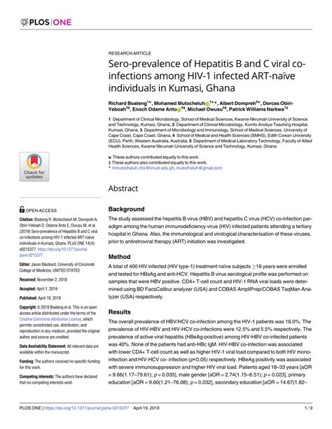 PDF Sero Prevalence Of Hepatitis B And C Viral Co Infections Among