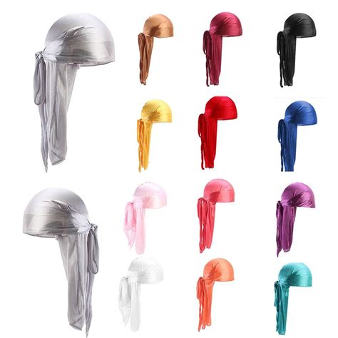 Buy Satin Durags Turban Bandanas Wigs Pirate Hat Men Long Tail And Wide