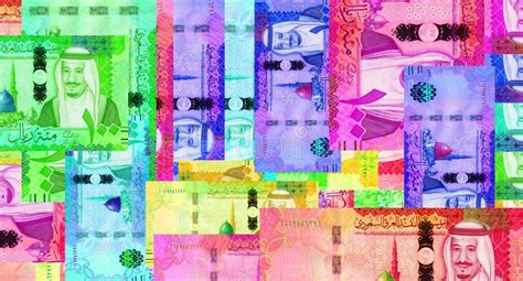 Saudi Arabinia Rial Sar Banknoten Abstraktes Farbmosaik Muster