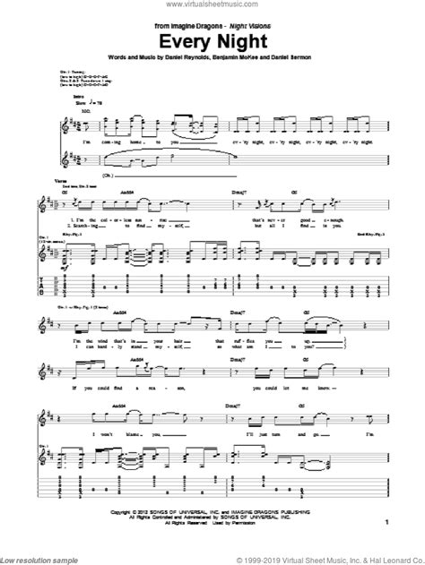 Every Night sheet music for guitar (tablature) (PDF)