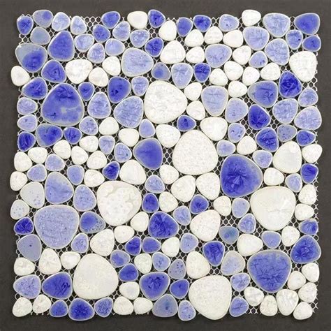 Blue Pebble Floor Tile Cobblestone Porcelain Mosaic CPT32 | Porcelain mosaic tile, Porcelain ...